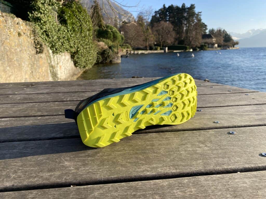 Picture of the Maxtrac outer sole of the Altra Lone Peak 8 at annecy lake