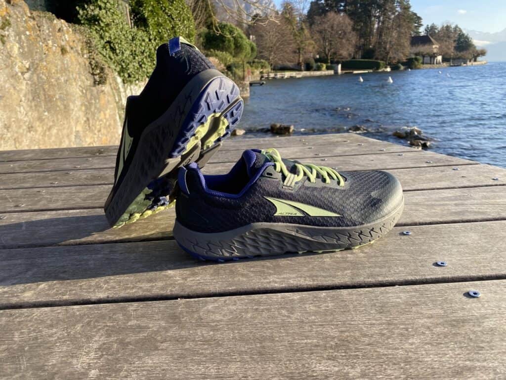 Picture of the Altra Outroad 3 from the side at annecy lake