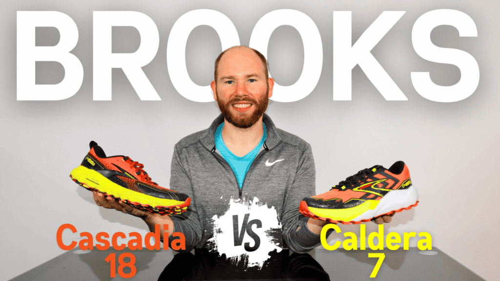 Picture of James McCormack sitting at a desk providing a reviwe of Brooks Caldera 7 vs Cascadia 18