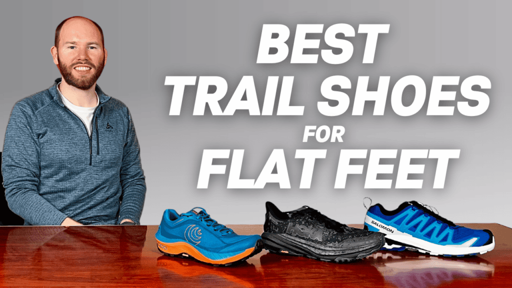 Picture of James McCormack sitting behind a desk providing a review of the best 3 trail shoes for flat feet.