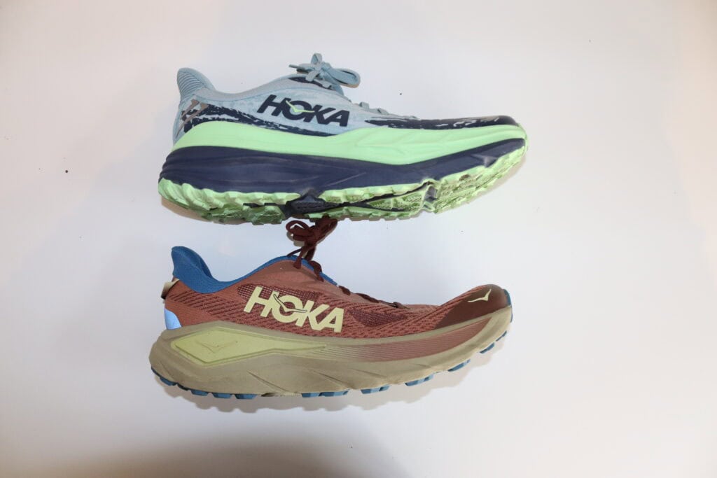 side by side photo of the Hoka Challenger 8 vs Stinson 7